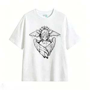 白t Gothic Angel Back Print T-Shirt