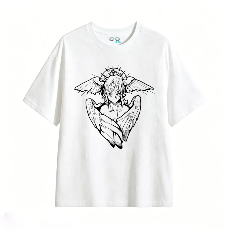 白t Gothic Angel Back Print T-Shirt