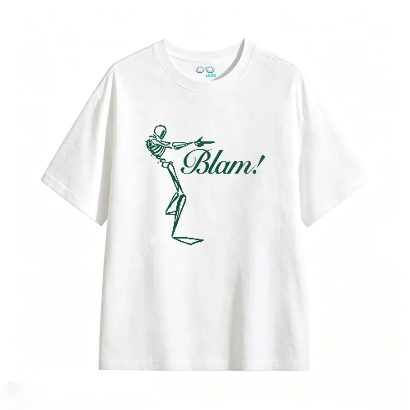 白t Blam! Skeleton Graphic Back Print T-Shirt