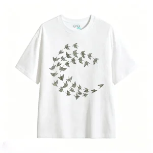 Flying Birds Back Print T-Shirt Aesthetic Nature Graphic Tee