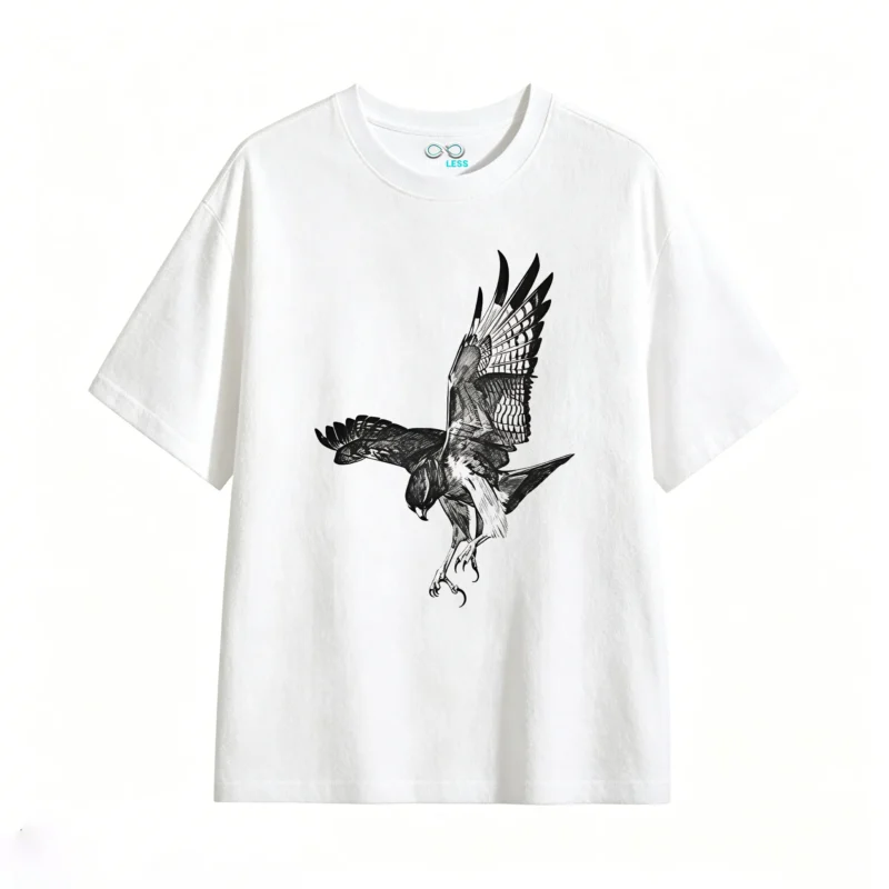 白t Vintage Eagle Back Graphic T-Shirt