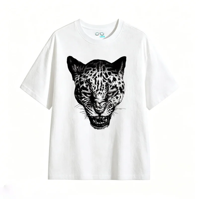 Aggressive Leopard Head Back Print T-Shirt