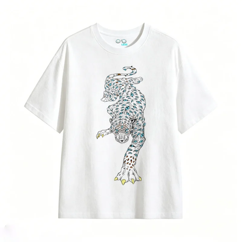 白t Surreal Multi-Eyed Leopard Back Print T-Shirt