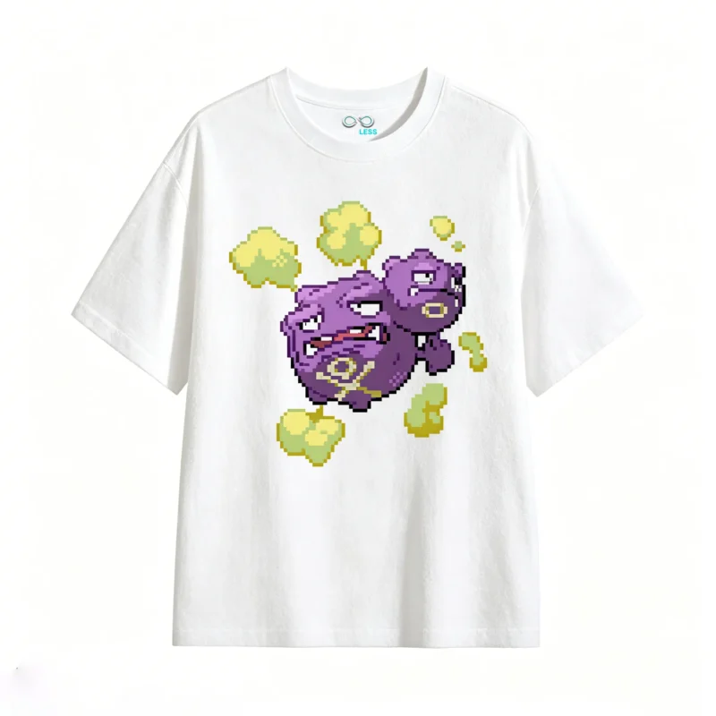 白t Weezing Pixel Art Back Print T-Shirt