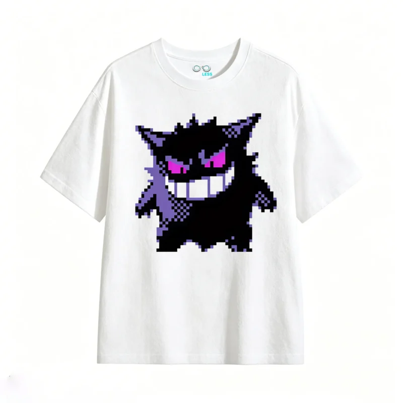 白t Pixel Gengar Back Print T-Shirt