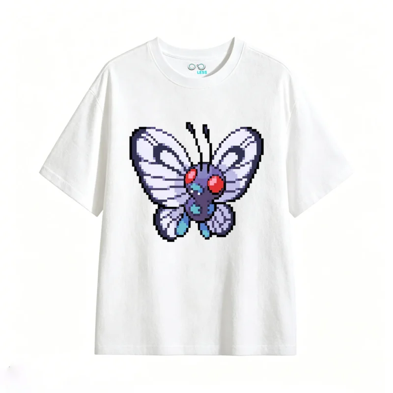 Vintage Pixel Art Butterfly Print T-Shirt