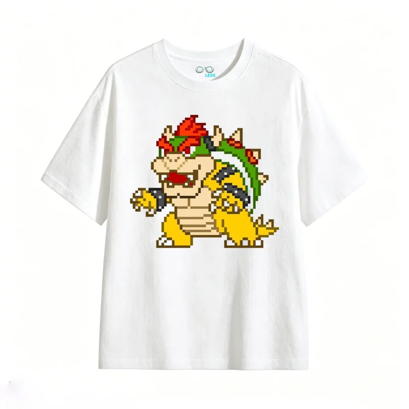 白t Retro Pixel Bowser Graphic T-Shirt