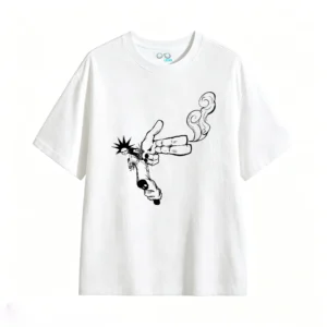 Skeleton Hand Peace Sign Back Print T-Shirt