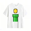 白t Retro Pixel Coin And Warp Pipe Back Print T-Shirt