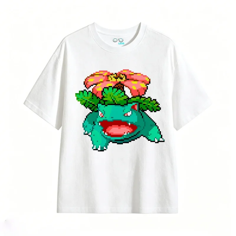白t Venusaur Pixel Art Back Print T-Shirt