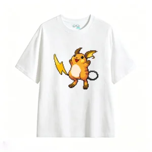 Cute Raichu Pixel Art Back Print T-Shirt