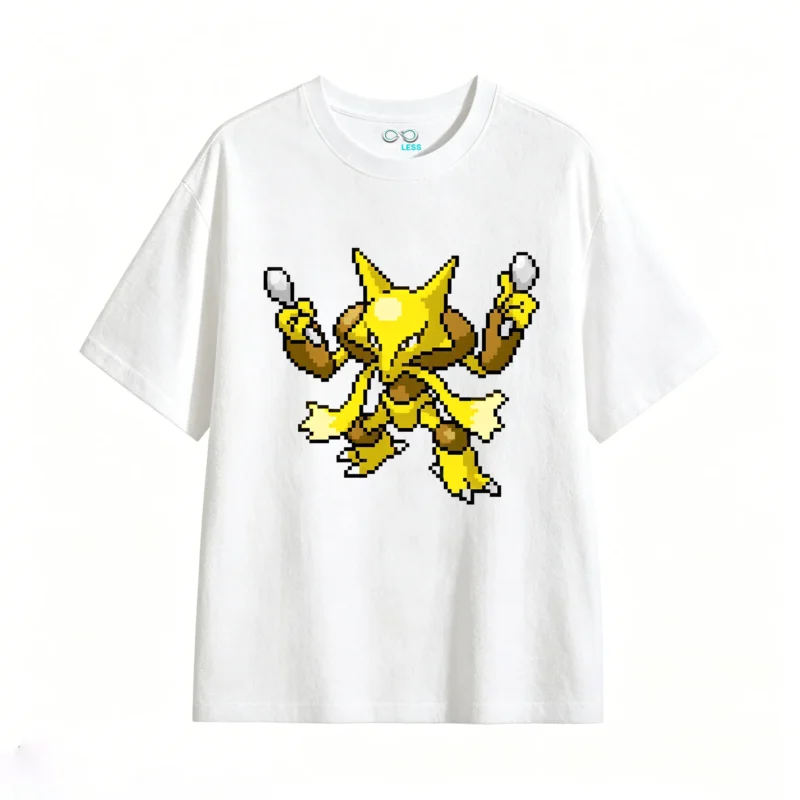 白t Alakazam Pixel Art Back Print T-Shirt