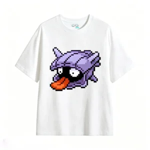 白t Retro Pixel Shellder Back Print T-Shirt