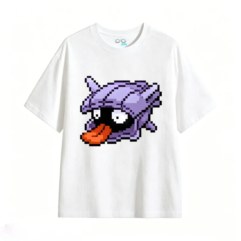 Retro Pixel Shellder Back Print T-Shirt