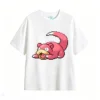 白t Cute Pixel Pink Slowpoke Back Print T-Shirt