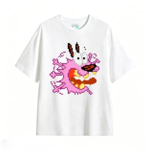 Courage The Cowardly Dog Pixel Art Back Print T-Shirt