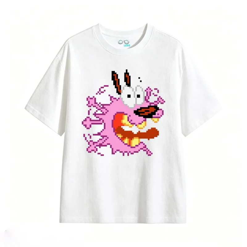 Courage The Cowardly Dog Pixel Art Back Print T-Shirt