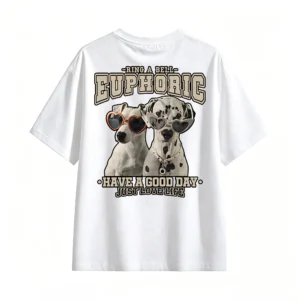 Euphoric Have A Good Day Dog Print T-Shirt