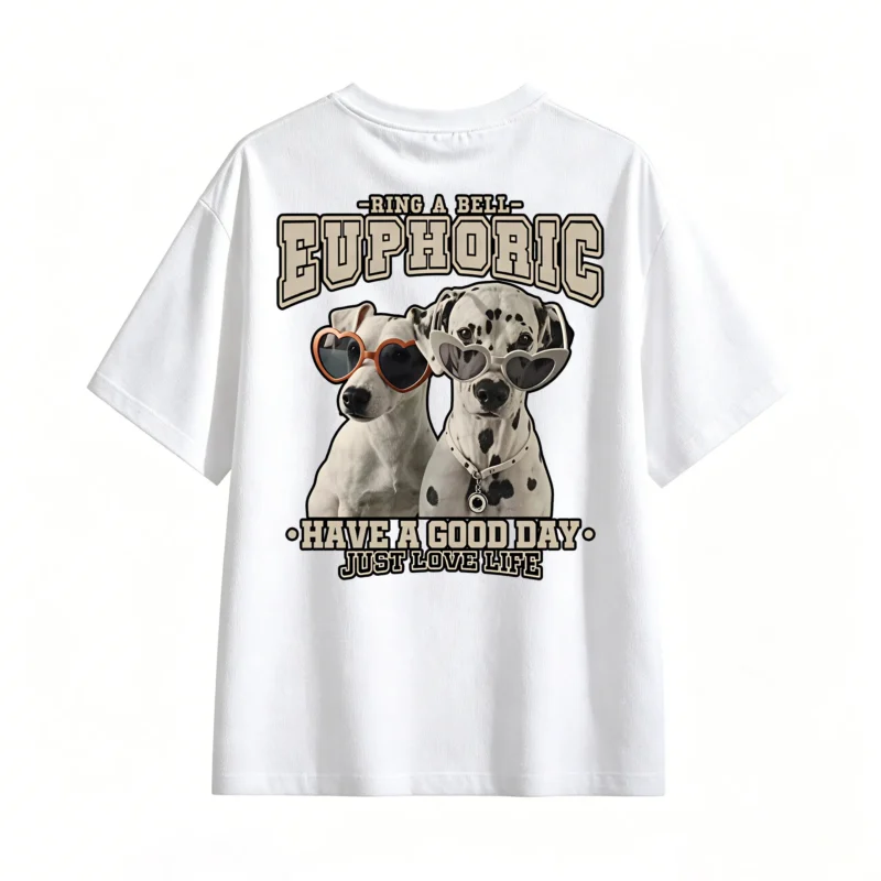 Euphoric Have A Good Day Dog Print T-Shirt