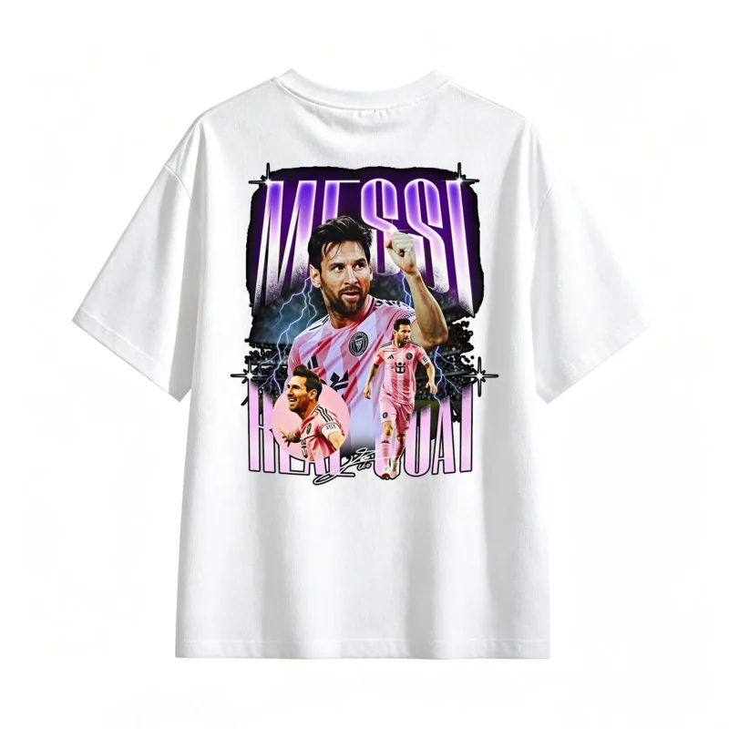 白t Lionel Messi GOAT Inter Miami Graphic T-Shirt