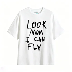 白t Look Mom I Can Fly Back Print T-Shirt