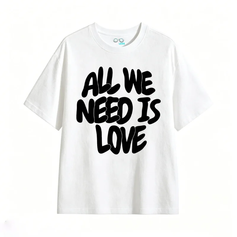白t All We Need Is Love Back Print T-Shirt