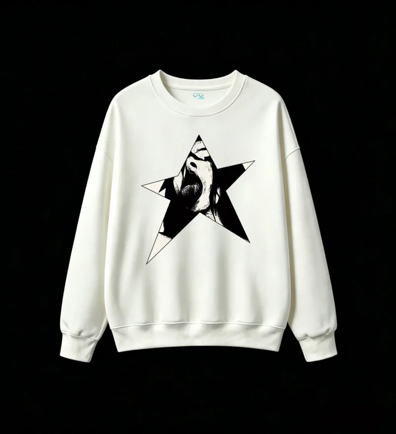 白卫 Edgy Star Scream Graphic Back Print Sweatshirt