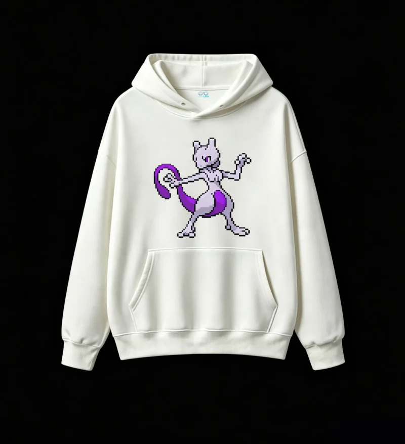 白卫 Mewtwo Pixel Art Graphic Hoodie