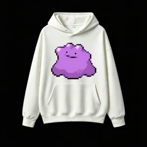 Cute Pixel Ditto Hoodie Purple Monster Graphic Sweatshirt
