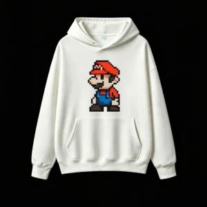 白卫 Retro Pixel Mario Hoodie Classic Video Game Sweatshirt