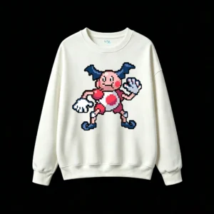 白卫 Mr. Mime Pixel Art Back Print Crew Neck Sweatshirt