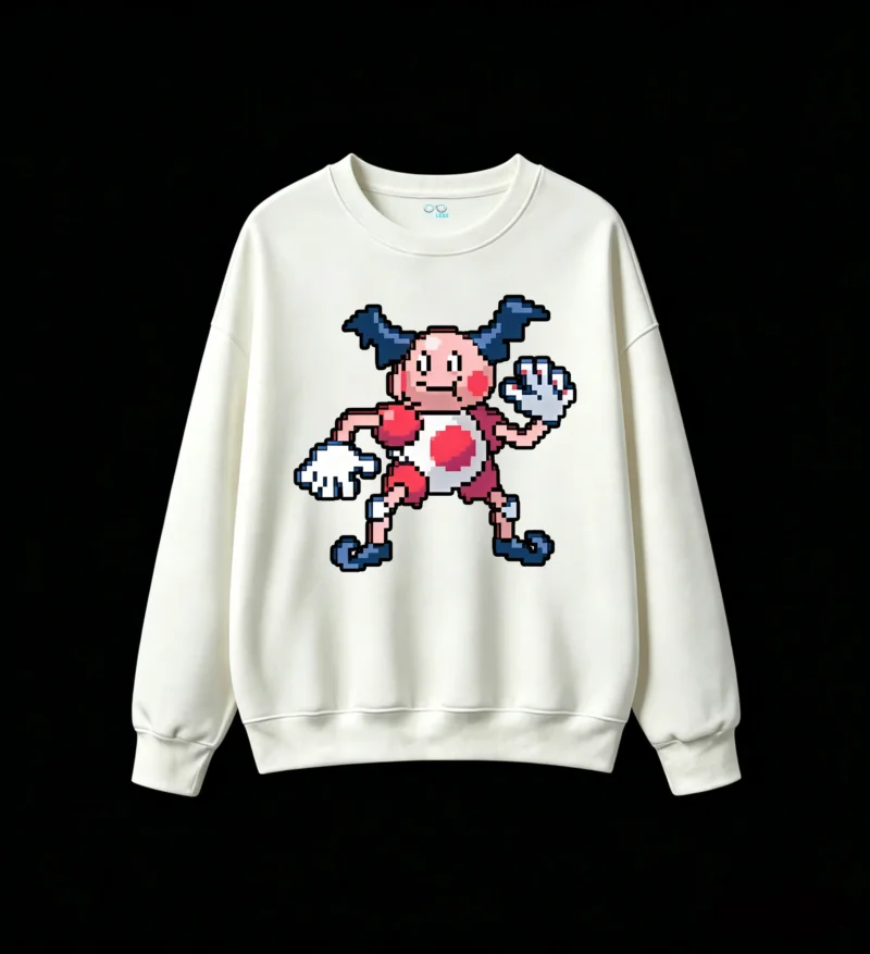 白卫 Mr. Mime Pixel Art Back Print Crew Neck Sweatshirt