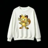 白卫 Meowth Pixel Art Back Print Crew Neck Sweatshirt