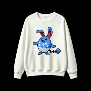 白卫 Cute Pixel Blue Bunny Back Print Sweatshirt