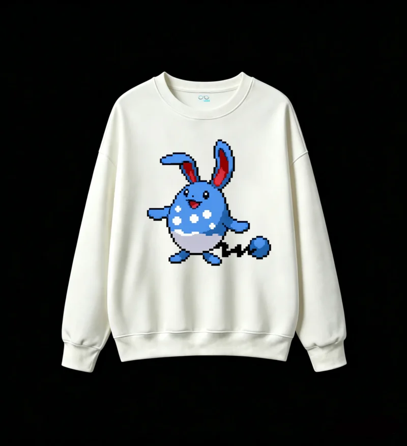 白卫 Cute Pixel Blue Bunny Back Print Sweatshirt