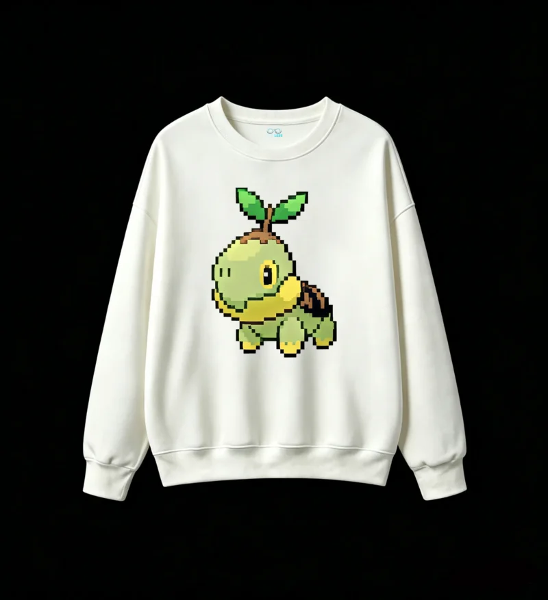 白卫 Cute Pixel Turtwig Back Print Sweatshirt