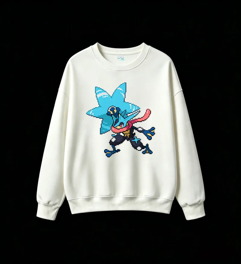 白卫 Shiny Greninja Pixel Art Back Print Sweatshirt