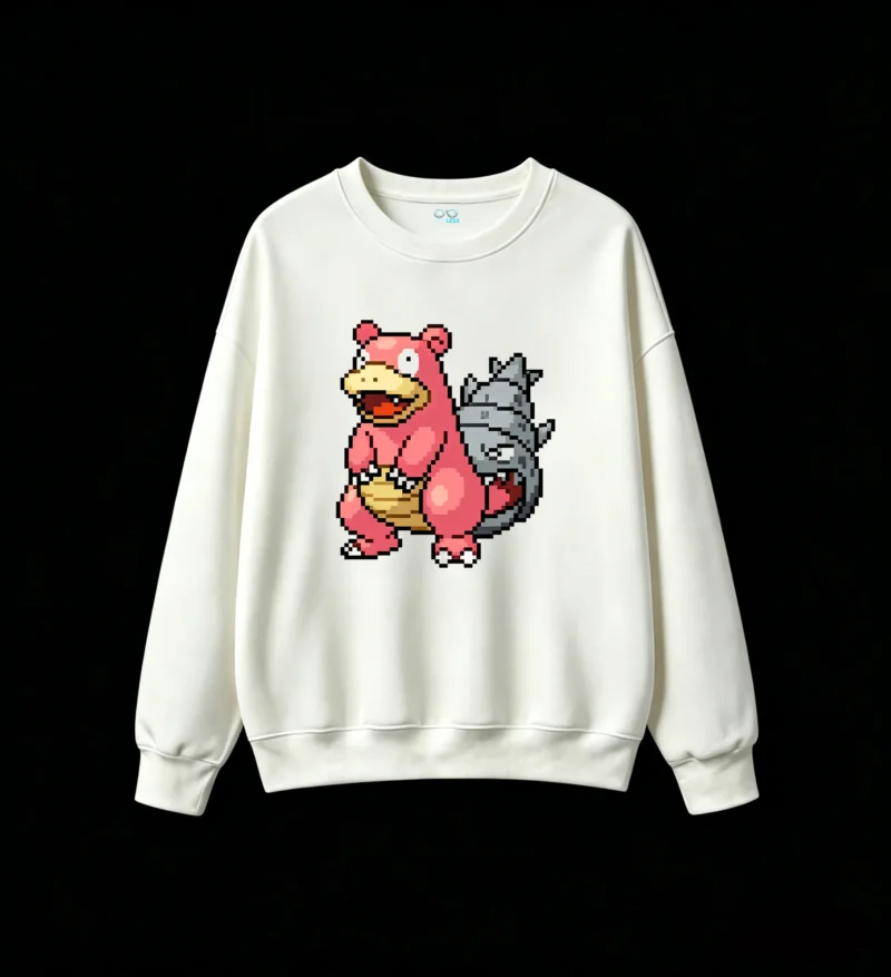白卫 Pixel Art Slowbro Back Print Sweatshirt