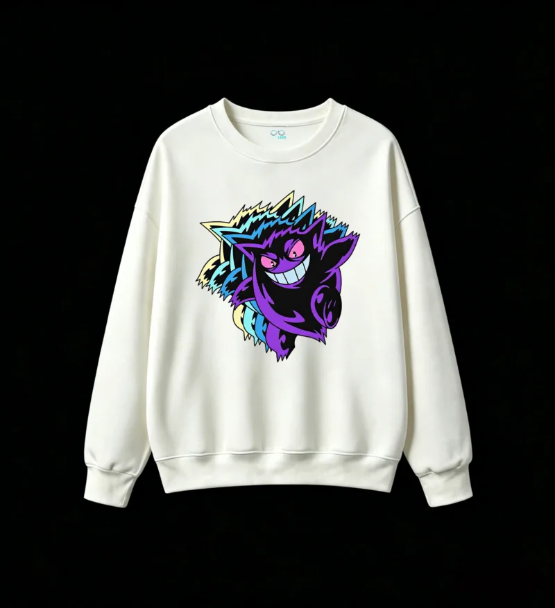 白卫 Gengar Anime Graphic Back Print Sweatshirt