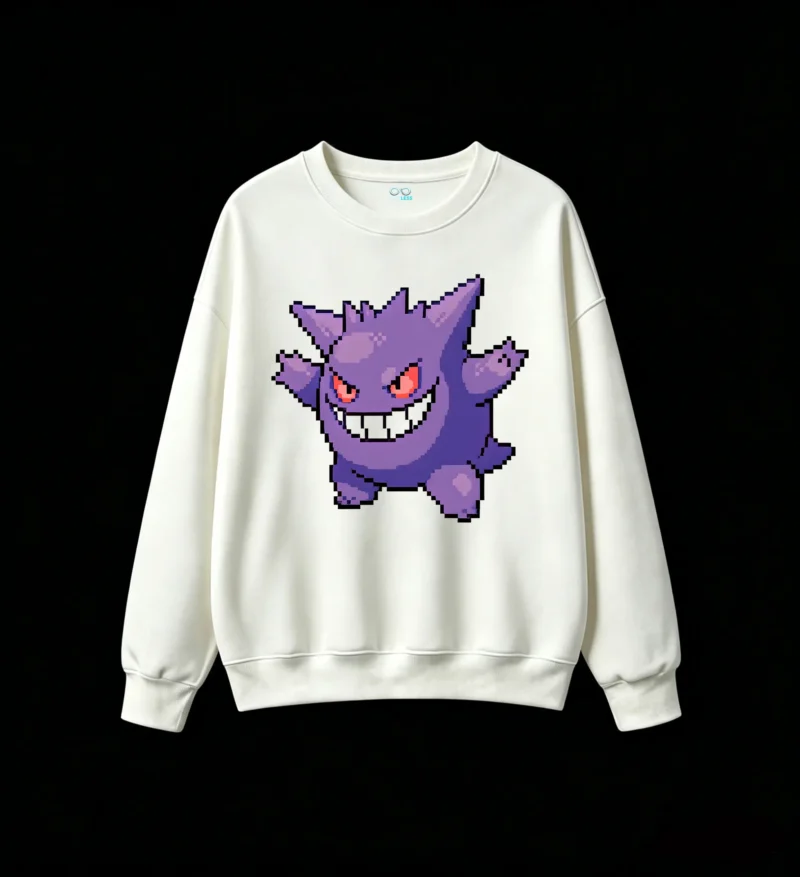 Gengar Pixel Art Back Print Sweatshirt