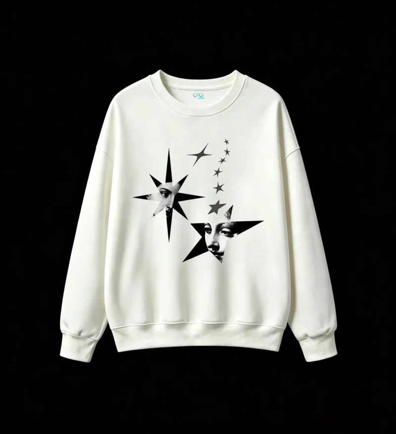 白卫 Vintage Celestial Starry Eyes Back Print Hoodie