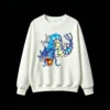白卫 Vintage Pixel Art Water Dragon Back Print Crew Neck Sweatshirt