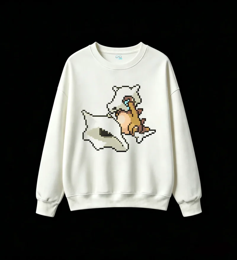白卫 Pixel Art Axolotl Back Print Sweatshirt