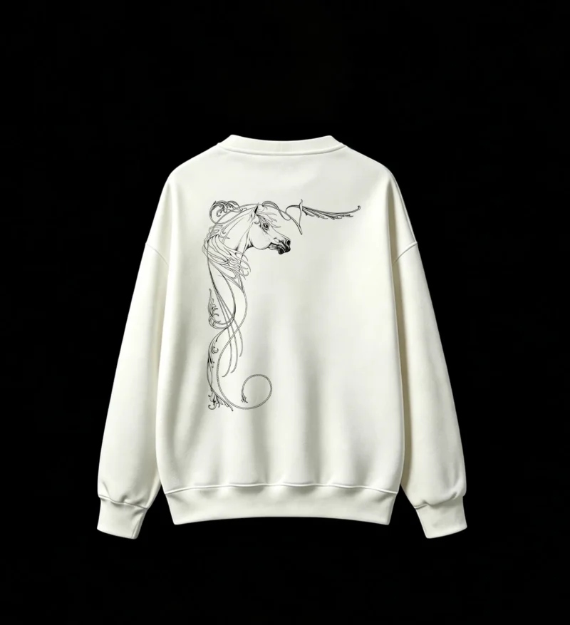 白卫 Gothic Abstract Dark Vines Metallic Silver Burgundy Purple Spiral Tendrils Back Print Crew Neck Hoodie