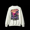 白卫 THE BEAST OF HEYWOOD Cyberpunk Quadra Turbo-R Retro Futuristic Neon Cityscape Synthwave Anime Sports Car Graphic Print Oversized Crew Neck Sweatshirt