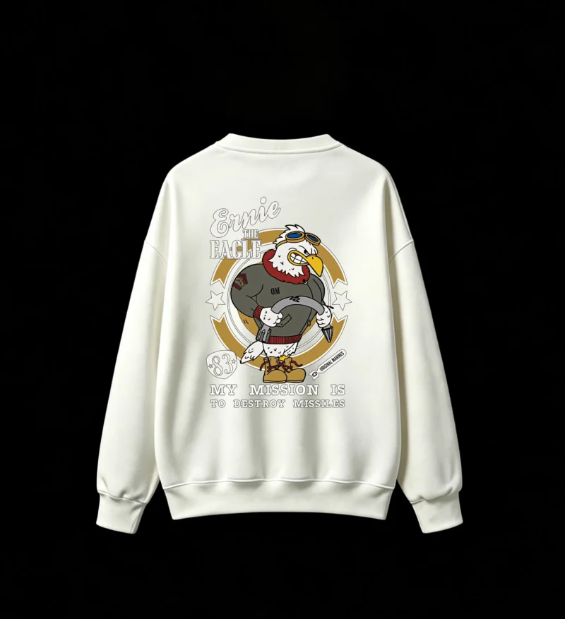 白卫 Funny Back Print Crew Neck Sweatshirt