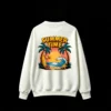 白卫 Retro Summer Time Beach Palm Trees Surfboard Flip Flops Umbrella Wave Starfish Graphic Print - Men Women Casual Oversized Crew Neck Sweatshirt