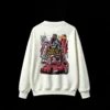 白卫 Godzilla vs Nissan GT-R R35 1985 Retro Arcade Style Japanese Cityscape - Men's Crew Neck Sweatshirt with Dynamic Back Print