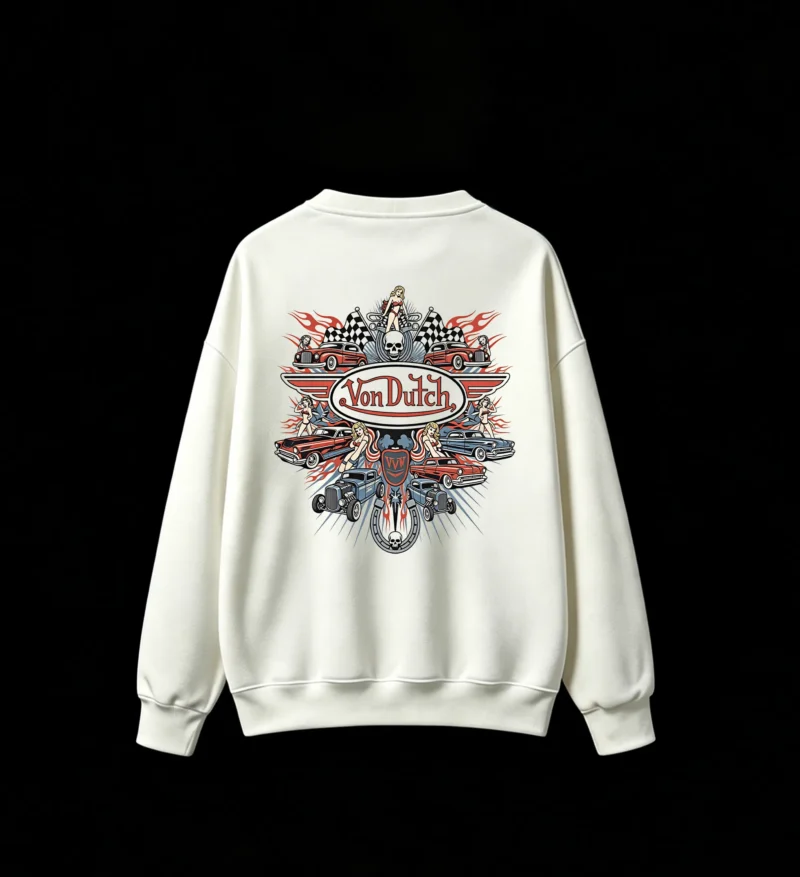 白卫 Von Dutch Retro Hot Rod Pin-Up Graphic Hoodie