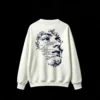 白卫 Abstract Dark Blue Glossy Organic Shape with Wispy Cloud Extensions - Mysterious Atmospheric Back Print Crew Neck Hoodie